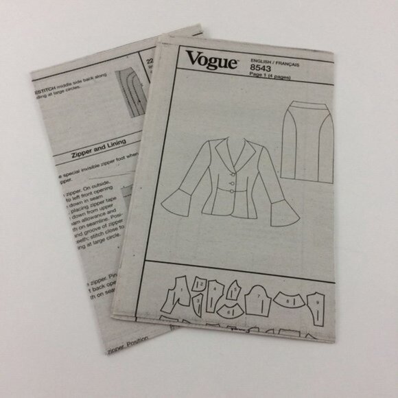 Vogue Pattern 8543 Misses Jacket Skirt Uncut Sz 6 8 10 12 Divine Details - Picture 8 of 11